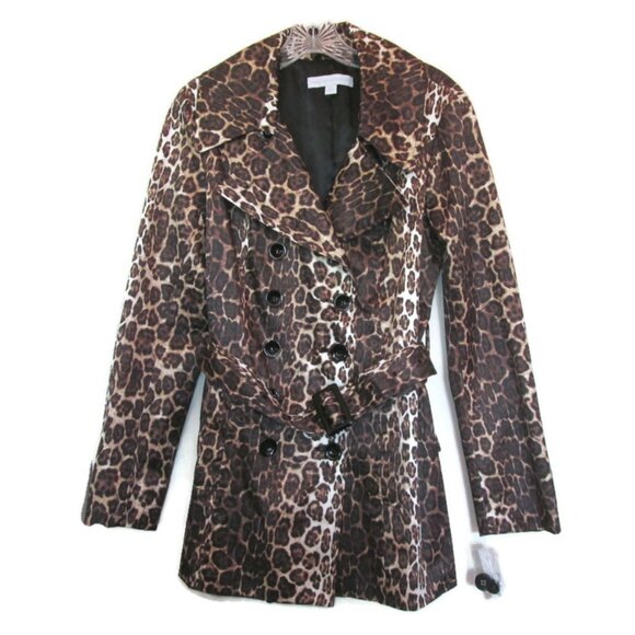 NEW nwt ny&co leopard coat satin trench size medium - Picture 7 of 7